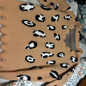 Leopard Print Fringe Sweater